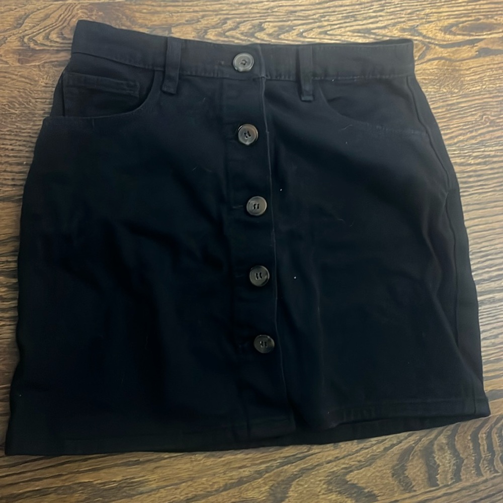 Black button up jean skirt